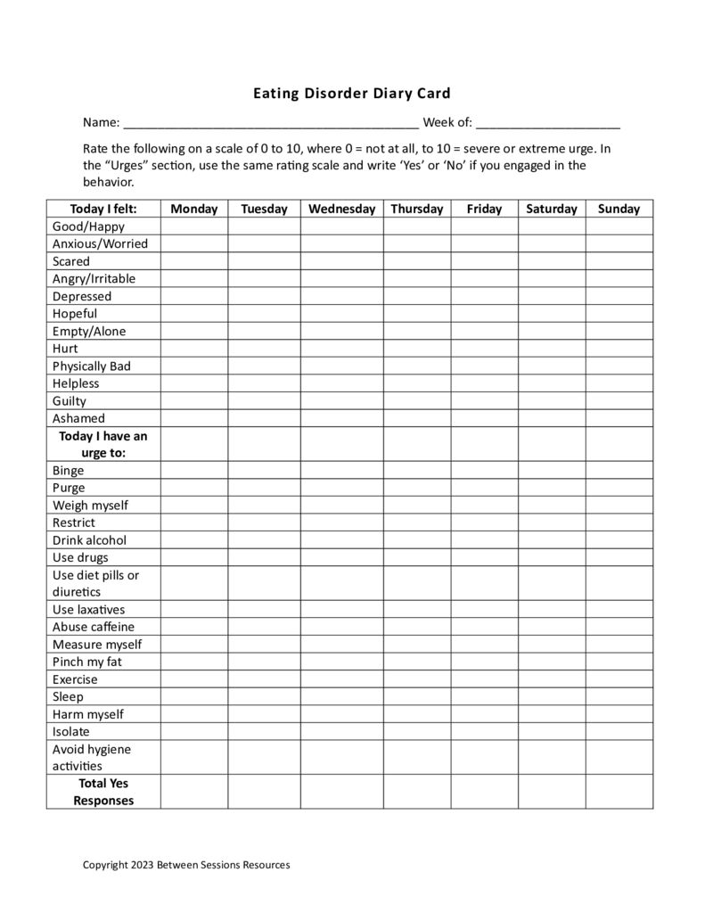 Eating Disorder Between Sessions
